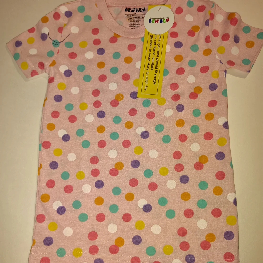 BenBen Size 7 Pink Polka Dot Kids Pajama‎ Set